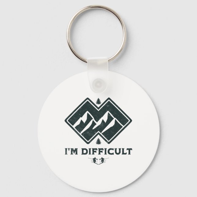 I'm Difficult Double Black Diamonds Funny Ski Snow Key Ring (Front)
