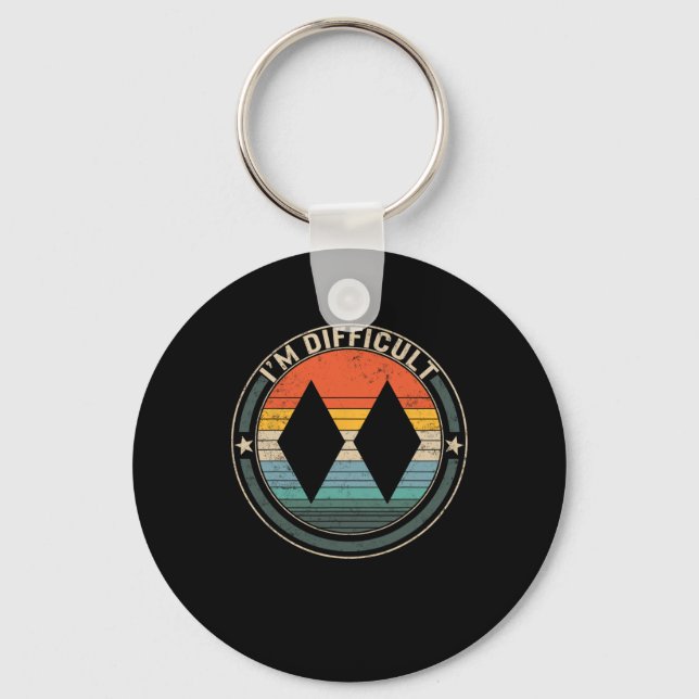 I'm Difficult Double Black Diamonds Ski Track Snow Key Ring (Front)