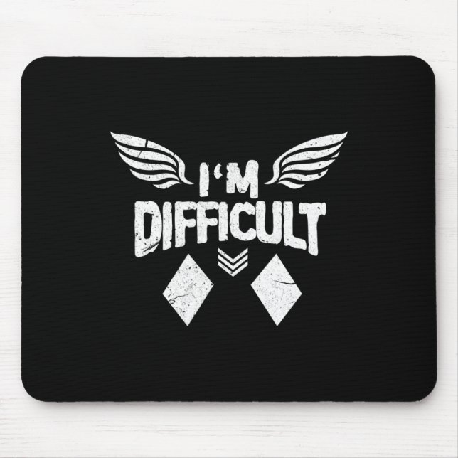 I'm Difficult Double Diamonds Ski Snowboarding Gif Mouse Pad (Front)