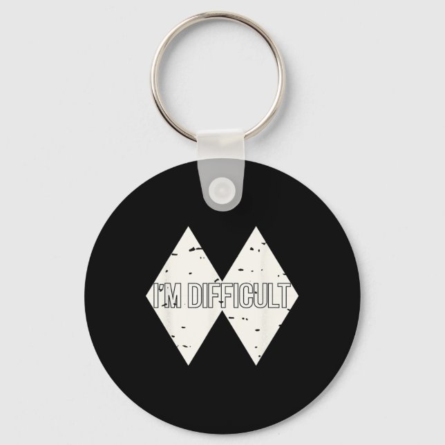 I'm Difficult Funny Double Skii Black Diamonds Pun Key Ring (Front)