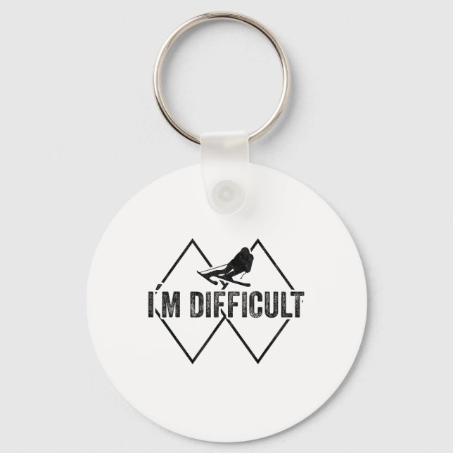 I'm Difficult Funny Ski Snow Skier Skiing Downhill Key Ring (Front)