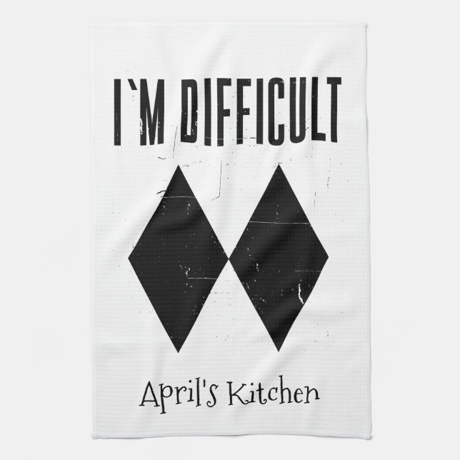 I'm Difficult Skiing Double Black Diamond Custom K Tea Towel (Vertical)