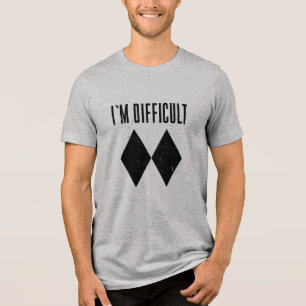 I'm Difficult Skiing Double Black Diamond Novelty Tri-Blend Shirt