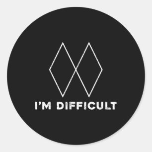 I'm Difficult Skiing Skier Snowboard Double Black  Classic Round Sticker