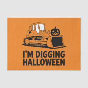 I'm Digging Halloween Pumpkin Face Tractor Kids Tissue Paper