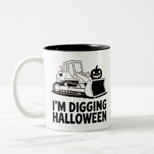 I'm Digging Halloween Pumpkin Face Tractor Kids Two-Tone Coffee Mug