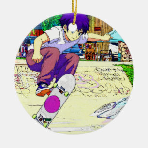 I'm Doing It - Young Skateboarder Ceramic Ornament