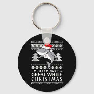 I'm Dreaming Of A Great White Christmas Ugly Holid Key Ring