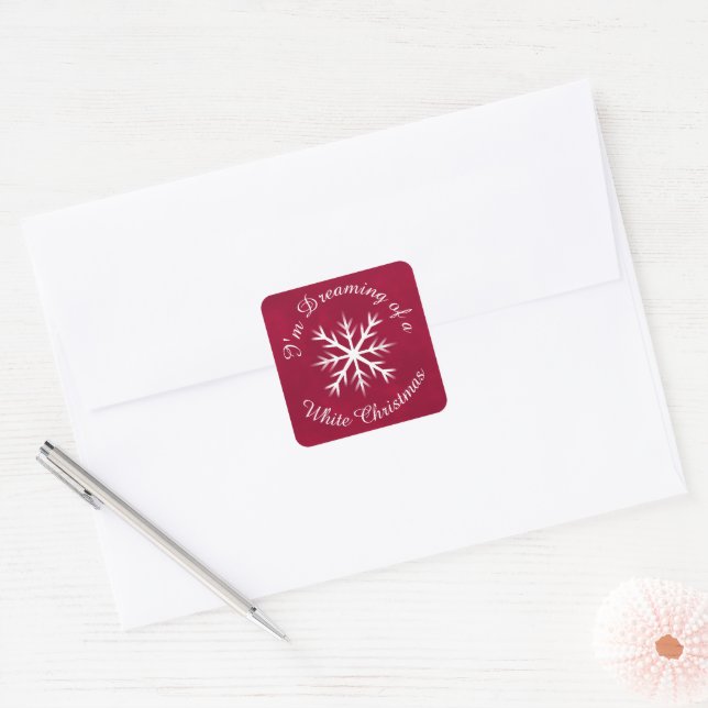 I'm Dreaming of a White Christmas - Snow flakes Square Sticker (Envelope)