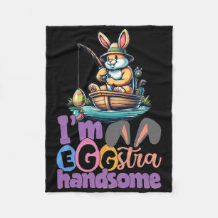 Im Eggstra Handsome Bunny Fishing B Fish Easter Da Fleece Blanket