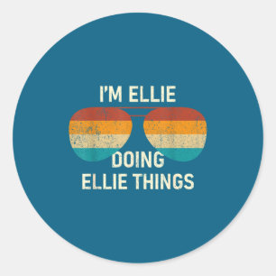 I'm Ellie Doing Ellie Things Retro Sungl D  Classic Round Sticker