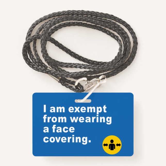 I'm Exempt From Wearing a Face Covering ID Badge (Front with Lanyard)