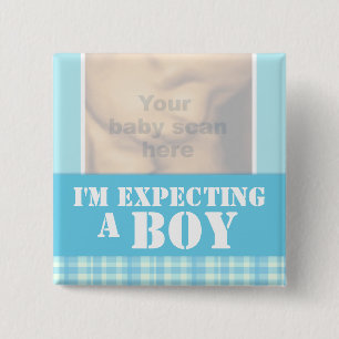 "I'm expecting a boy" ultra 3D scan blue badge