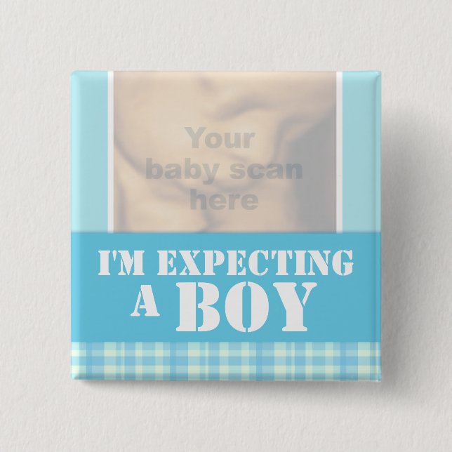 "I'm expecting a boy" ultra 3D scan blue badge (Front)
