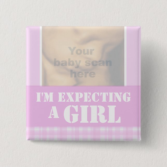 "I'm expecting a girl" ultra 3D scan lillac badge (Front)