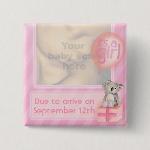 "I'm expecting a girl" ultra 3D scan pink badge