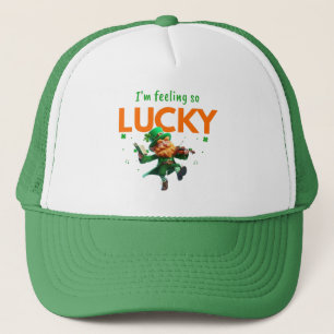 I'm Feeling So Lucky Dancing Leprechaun Shamrock Trucker Hat