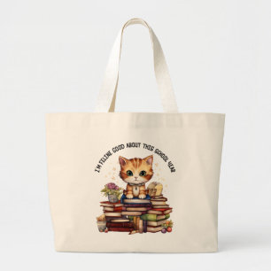 I'm Feline Good About This School Year Large Tote Bag