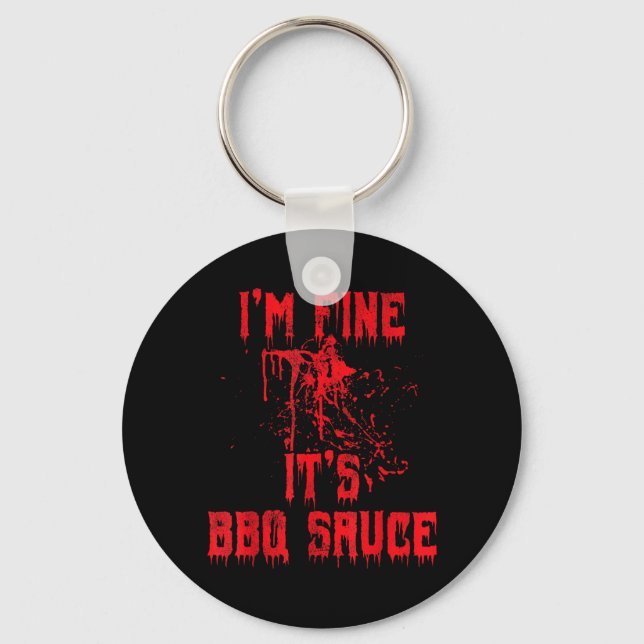 - Im Fine BBQ Sauce Funny Halloween Zombie Key Ring (Front)