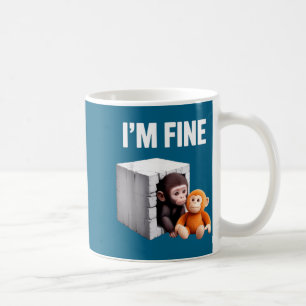 I'm fine cute baby monkey anxiety meme humour  coffee mug