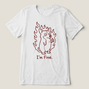 Im Fine Dog On Fire Funny Corgi Meme Tri-Blend Shirt