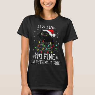 I'm Fine Everything Is Fine Cats Christmas Family T-Shirt