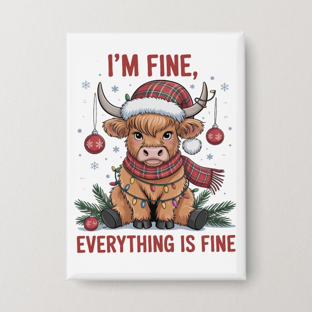 I'm Fine Everything is Fine Christmas Highland Cow (Front)