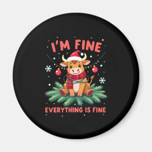 I'm Fine Everything is Fine Christmas Highland Cow Magnet