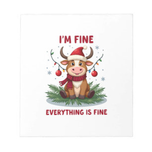 I'm Fine Everything is Fine Christmas Highland Cow Notepad
