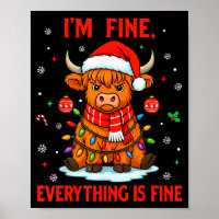 I'm Fine Everything Is Fine Christmas Highland Cow