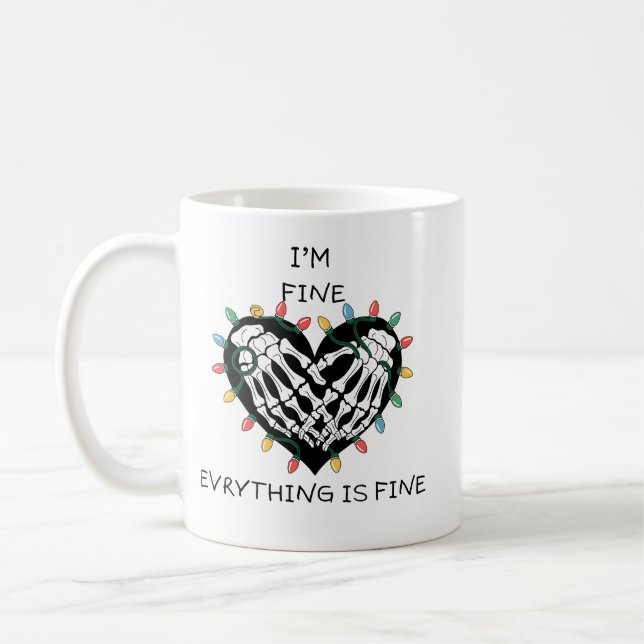 I'm Fine, Everything is Fine – Christmas Lights  Coffee Mug (Left)