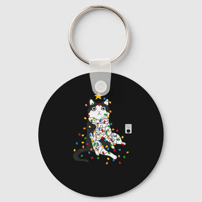 I'm Fine Everything Is Fine Funny Cat Christmas Li Key Ring (Front)