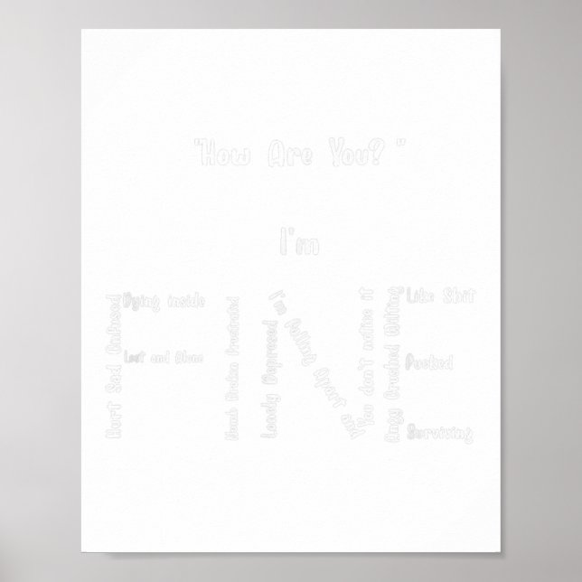 I'm Fine Funny Health Suicide Prevention Awareness Poster (Front)