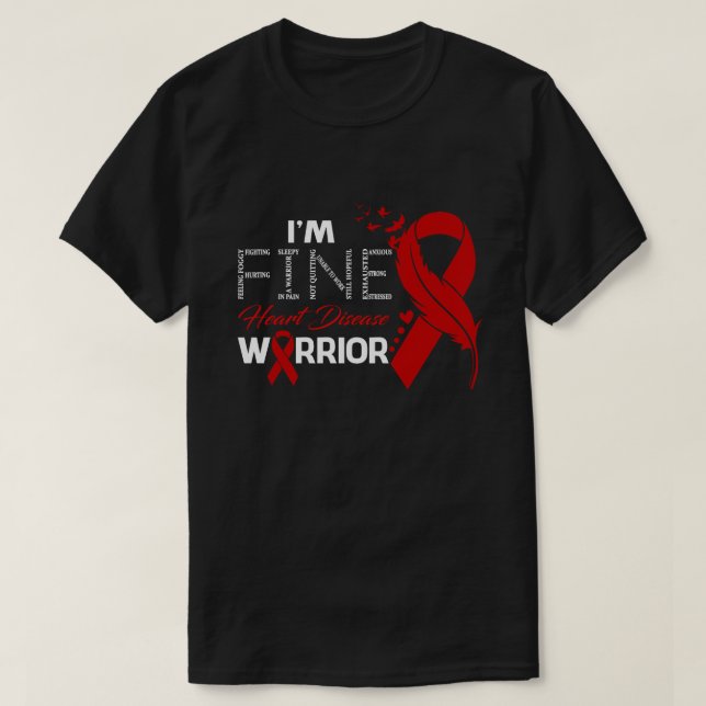 I'm Fine Heart Disease Warrior Awareness Feather T-Shirt (Design Front)