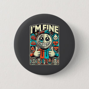 I'm Fine Help Depression Anxiety Mental Health Awa 6 Cm Round Badge