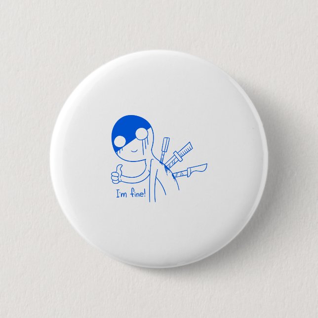 I'm fine keep smiling 6 cm round badge (Front)