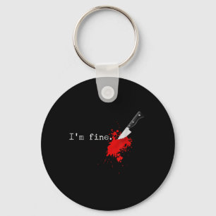 Im Fine Knife Stab Funny Halloween Stabbed Costume Key Ring
