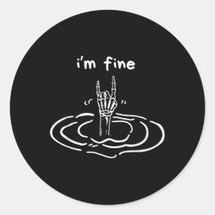 Im Fine Like Rock Hand Peace Mental Health Awarene Classic Round Sticker