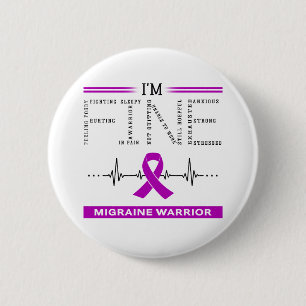 I'm Fine Migraine Warrior 6 Cm Round Badge
