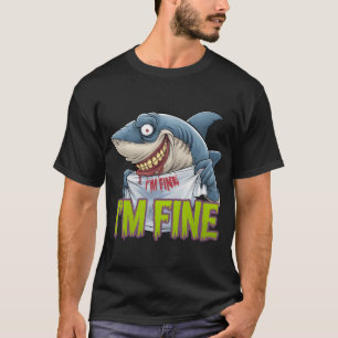 I'm Fine Movie Halloween Zombie Shark Bite Sarcasm T-Shirt