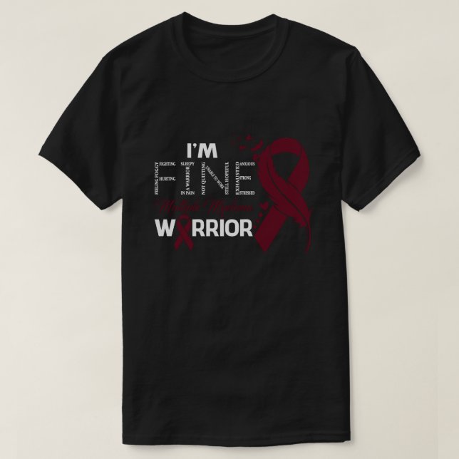 I'm Fine Multiple Myeloma Warrior Awareness Feathe T-Shirt (Design Front)