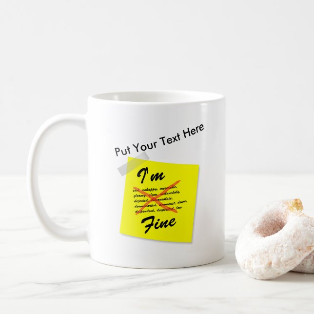 I'm Fine Note Coffee Mug (With Donut)