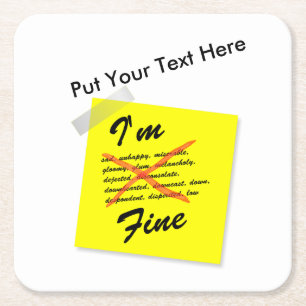 I'm Fine Note Square Paper Coaster