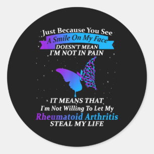 Im Fine Ribbon Warrior Rheumatoid Arthritis Awaren Classic Round Sticker