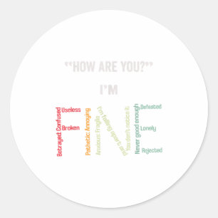 I'm Fine Suicide Prevention Mental Health Awarenes Classic Round Sticker