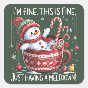 I'm Fine This Is Fine Just Having A Meltdown Cocoa Square Sticker