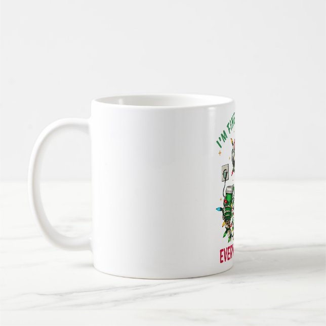 I'm Fine This is Fine Skeleton Funny Christmas Tri Coffee Mug (Left)