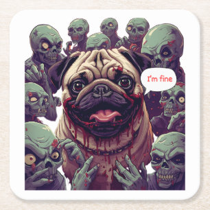 "I'm Fine!" Wendigo-Bitten Dog Halloween Coaster –