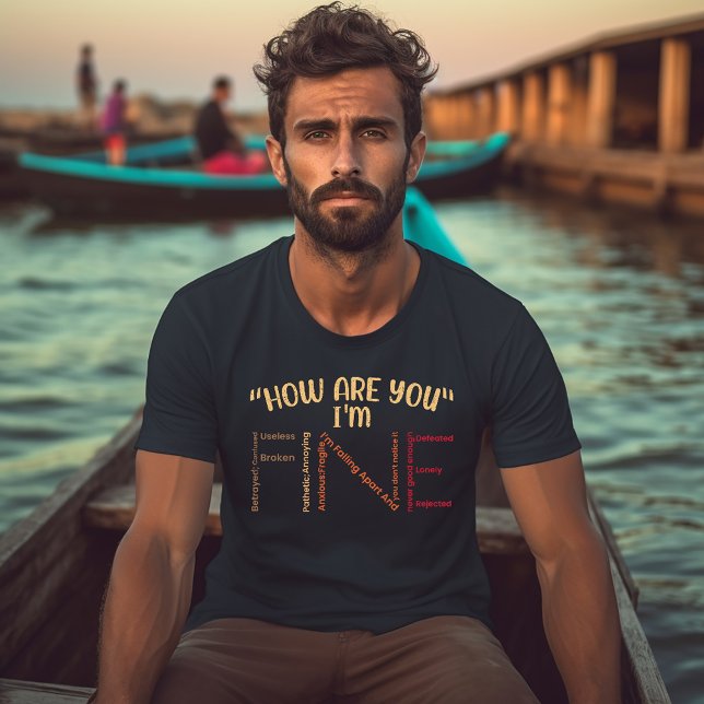 I'm Fine Word Art Mental Health T-Shirt (Creator Uploaded)