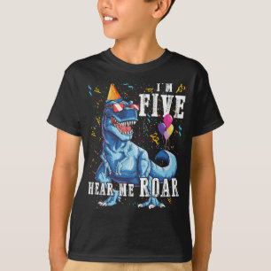 I'm FIVE Hear me Roar 5th Birthday Dinosaur Shirts